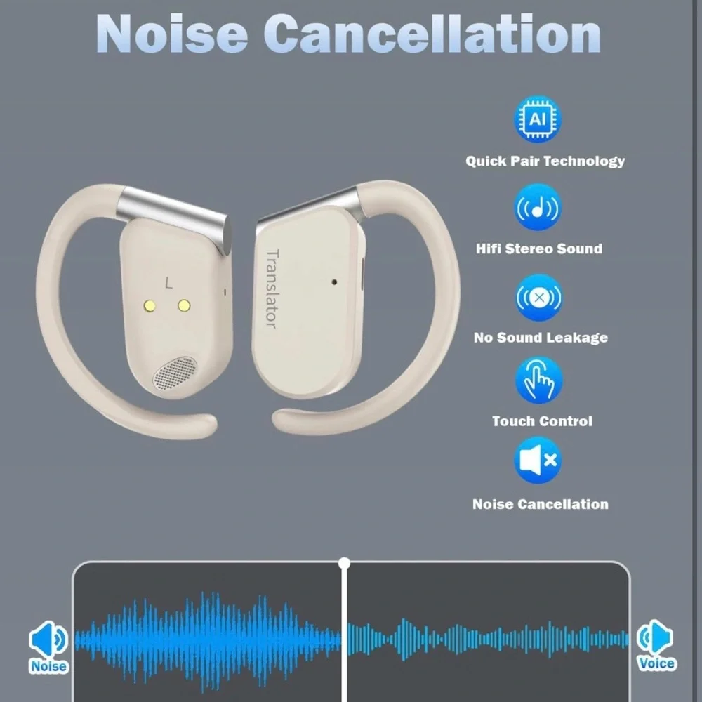M9 Translation Earbuds— (Beige, Online Version)